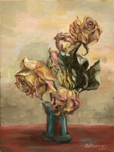 Oil stil life Dry roses
